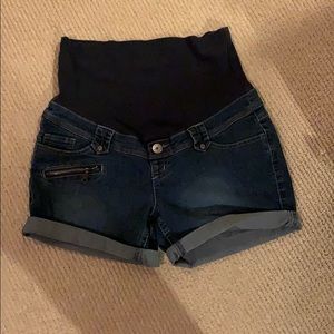 Maternity over belly denim shorts